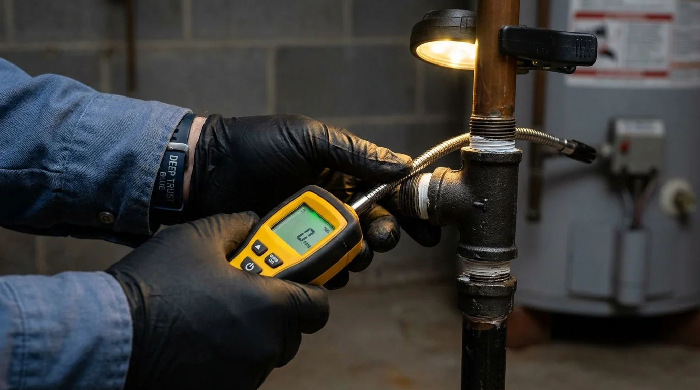 Gas leak detection with electronic sniffer by Johns Plumbing LLC in Old Forge