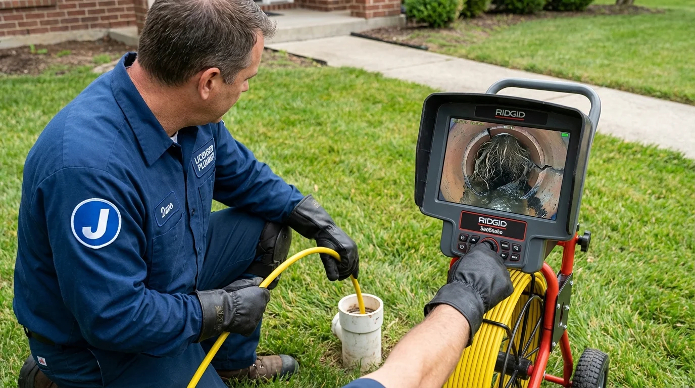 Sewer camera inspection being performed by Johns Plumbing LLC in Old Forge